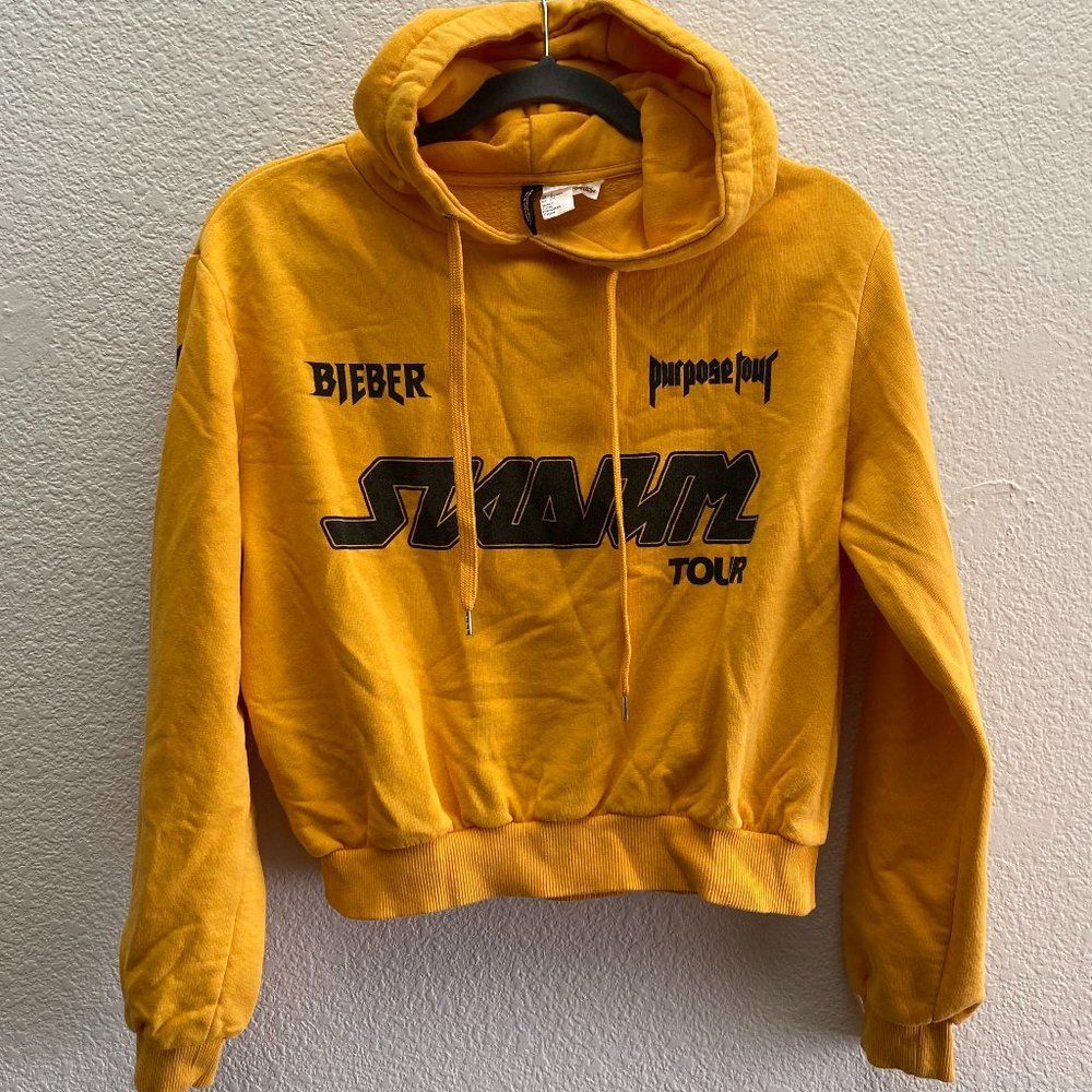 Justin Bieber Purpose Tour Stadium Tour Cities On Back Crop Hoodie Sweatshirt S